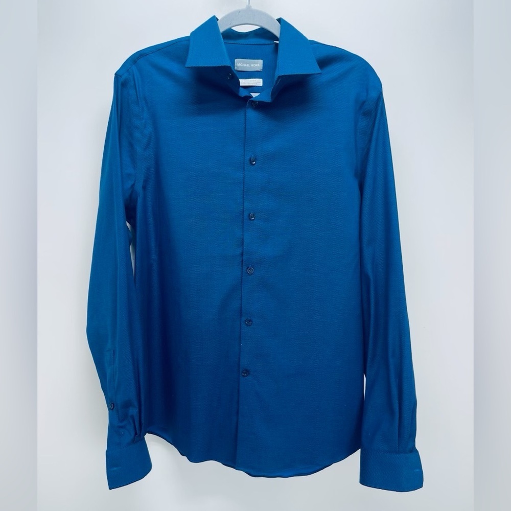 Michael Kors Men's Shirt Regular Fit Air Soft Stretch Blue Size 15 1/2